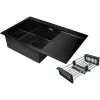Мойка кухонная Wisent 7851B-L с PVD покрытием, с раздвижным коландером, графит