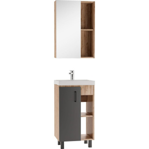 Тумба с раковиной Домино Craft 50 дуб вотан, графит