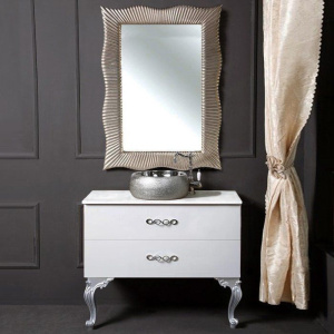 Тумба с раковиной Armadi Art NeoArt 100 белая с ручками Wave хром, с ножками