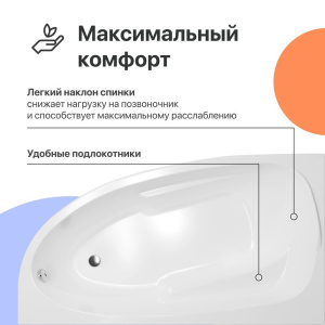 Акриловая ванна DIWO Валдай R 150x95 см, угловая, с каркасом, асимметричная