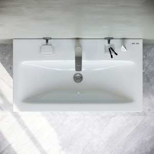 Купить Тумба с раковиной AM.PM Gem 75 с 2 ящиками со смесителем подвесная, белый глянец в Москве с доставкой Тумба с раковиной AM.PM Gem 75 с 2 ящиками со смесителем подвесная, белый глянец