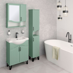 Тумба с раковиной Runo Марсель 65, напольная, мята