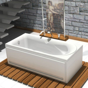 Акриловая ванна Акватек Леда LED170-0000034 170x80 см, с каркасом, с экраном, со сливом-переливом, слив слева