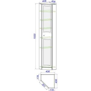 Шкаф-пенал с зеркалом Aqwella Барселона угловой, белый глянец