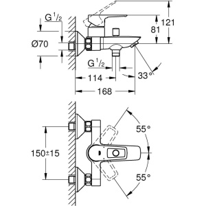 Смеситель для ванны GROHE BauLoop 23602001 хром