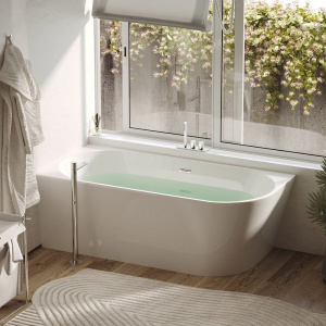 Акриловая ванна Sancos Veneto FB11 L 170x80 см, угловая, с каркасом, со сливом-переливом, асимметричная