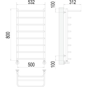 Полотенцесушитель водяной Terminus Полка П8 500x800 с полкой
