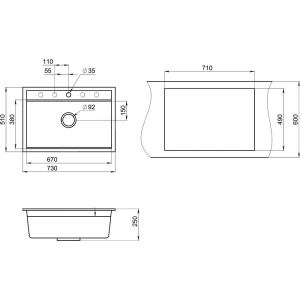 Мойка кухонная Granula Kitchen Space 7301, алюминиум