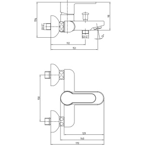 Смеситель для ванны с душем E.C.A. Nita 102102475EX