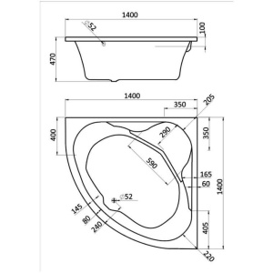 Акриловая ванна Santek Карибы 140x140 1.WH11.1.982