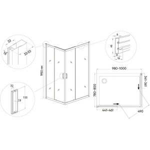 Душевой уголок Veconi Rovigo RV-14 100x80
