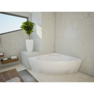 Акриловая ванна Акватек Поларис – 2 POL2-0000041 155x155 см, угловая, вклеенный каркас, с экраном, со сливом-переливом, четверть круга