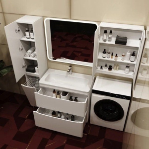 Купить Тумба с раковиной Style Line Бергамо Мини 90 Люкс Plus напольная, антискрейтч белая в Москве с доставкой Тумба с раковиной Style Line Бергамо Мини 90 Люкс Plus напольная, антискрейтч белая