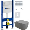 Комплект Унитаз подвесной BOCCHI V-Tondo 1416-006-0129 безободковый, серый матовый + Крышка A0336-006 с микролифтом, серая матовая + Инсталляция Geberit Duofix Delta 458.163.21.1 с кнопкой смыва, хром + Шумоизоляция