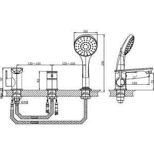 Смеситель на борт ванны Rush Bruny BR4335-333