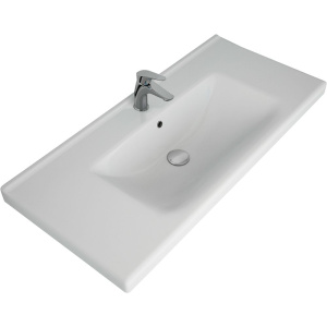 Купить Тумба с раковиной Lemark Olivia 100 дуб кантри, белая глянцевая, раковина Гармония в Москве с доставкой Тумба с раковиной Lemark Olivia 100 дуб кантри, белая глянцевая, раковина Гармония