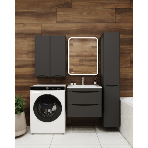 Тумба с раковиной Style Line Бергамо Мини 60 Люкс Plus подвесная, антискрейтч черная