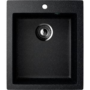 Комплект Мойка кухонная Ulgran U-404 -308 черная, встраиваемая, российская, матовая, квадратная + Смеситель Domaci Солерно DC-3007 морион