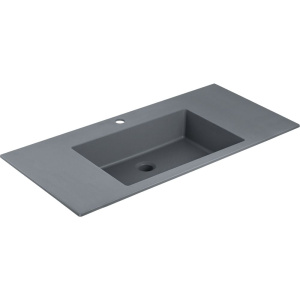 Тумба с раковиной Vincea Chiara 2D 100, 2 ящика, дуб табак, с серой раковиной