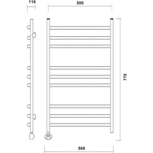Полотенцесушитель электрический Domoterm Калипсо П9 50x70, античная бронза, L