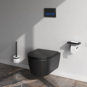 Купить Унитаз подвесной AM.PM Func C8F1700MBSC безободковый, с микролифтом, матовый черный в Москве с доставкой Унитаз подвесной AM.PM Func C8F1700MBSC безободковый, с микролифтом, матовый черный