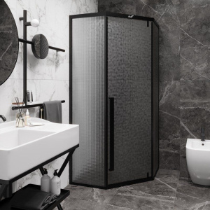 Душевой уголок Ceruttispa C3ABD 90x90, профиль черный
