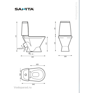 Унитаз-компакт напольный с бачком и сиденьем Sanita Самарский WC.CC/Samarsky/1-P/WHT.G/S1