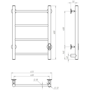 Полотенцесушитель электрический Тругор Аспект ПЭК СП1 60x40, черный