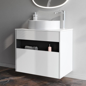 Тумба с раковиной AM.PM Func 80 белый глянец, со столешницей, раковина M8FWCC20550WG