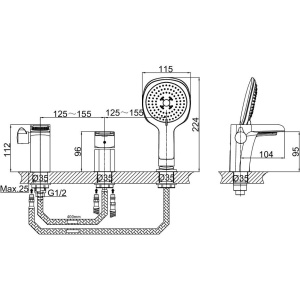 Смеситель на борт ванны D&K Berlin Steinbeis DA1434216