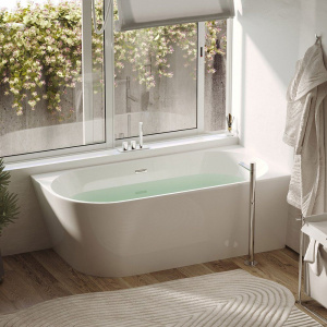 Акриловая ванна Sancos Veneto FB12 R 170x80 см, угловая, с каркасом, со сливом-переливом, асимметричная