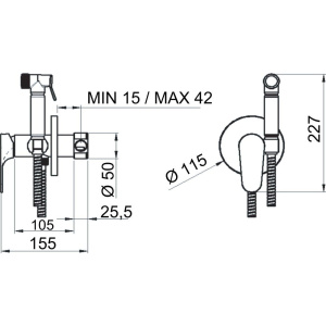 Гигиенический душ Remer Class Line L65W со смесителем, С ВНУТРЕННЕЙ ЧАСТЬЮ