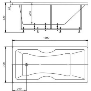 Акриловая ванна Aquatek Феникс 160x75 FEN160-0000022 с фронтальным экраном (слив слева)
