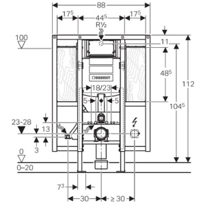 Инсталляция для унитаза GEBERIT Duofix Sigma 12, с площадками для поручней 111.375.00.5