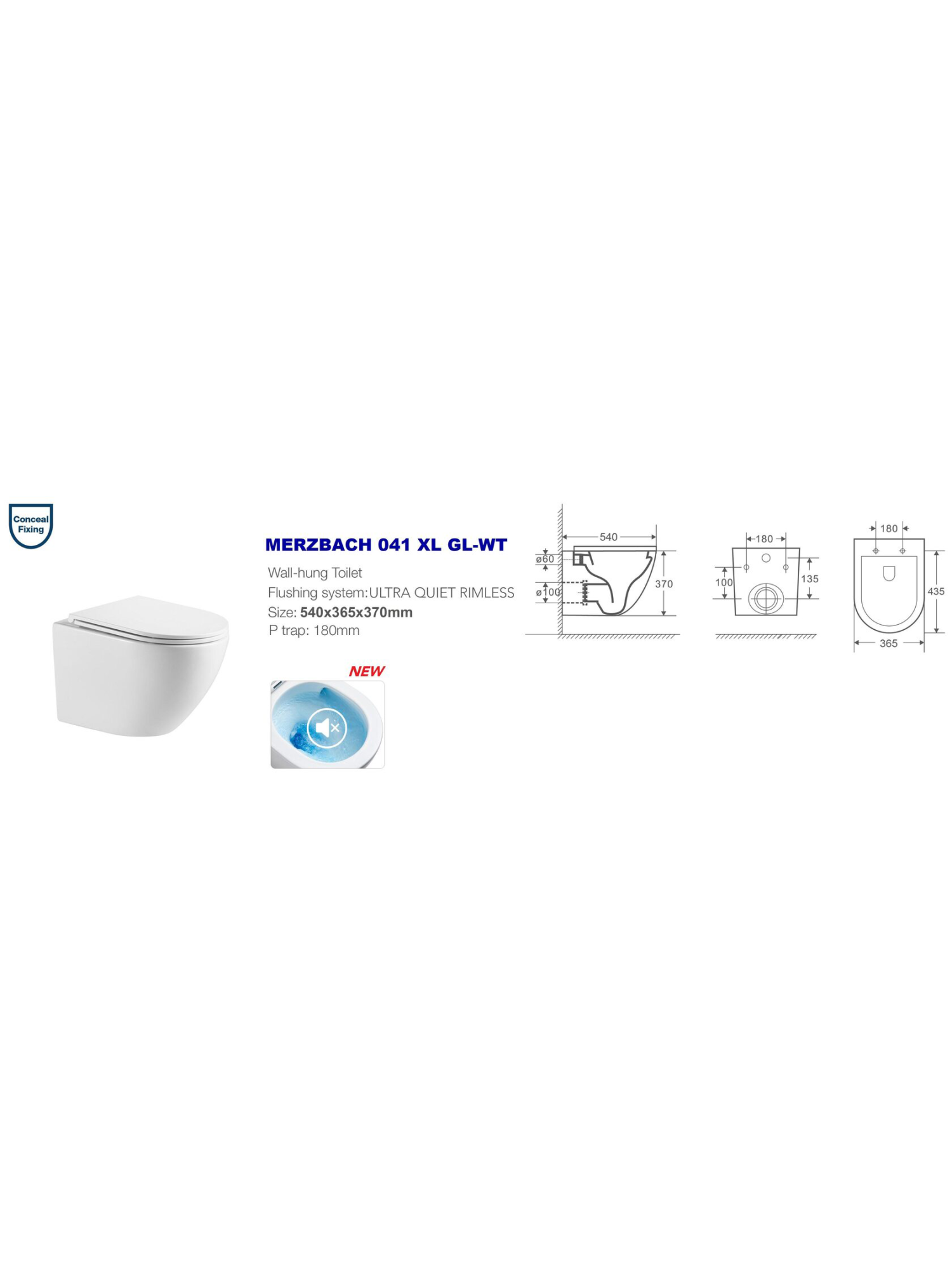 Унитаз подвесной WeltWasser MERZBACH 041 XL GL-WT (10000008268)