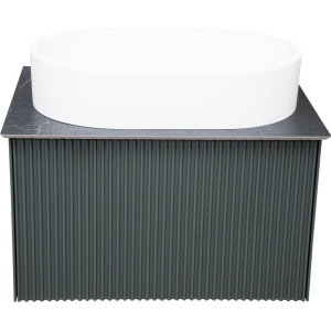 Мебель для ванной La Fenice Terra 60 серая, черная столешница, матовая раковина