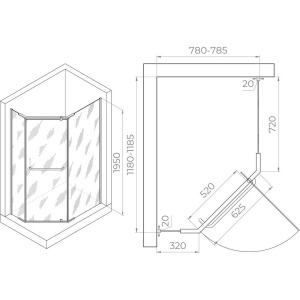 Душевой уголок RGW Passage PA-091B, 120х80, профиль черный, стекло прозрачное