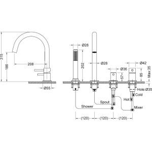 Купить Смеситель на борт ванны Timo Saona 2320/17Y золото в Москве с доставкой Смеситель на борт ванны Timo Saona 2320/17Y золото