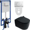 Комплект Унитаз подвесной STWORKI Ноттвиль SETK3104-2616 безободковый, с микролифтом, черный + Инсталляция + Кнопка 230822 хром глянцевый