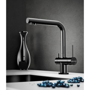 Комплект Смеситель Omoikiri Nagano PVD-GM вороненая сталь + Фильтр Pure Drop Lite