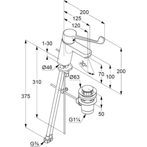 Купить Смеситель для раковины Kludi Pure&Easy Care 372870565 для медицинских учреждений в Москве с доставкой Смеситель для раковины Kludi Pure&Easy Care 372870565 для медицинских учреждений