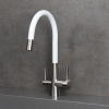 Смеситель для кухни Lemark Comfort LM3075BN-White с гибким изливом, никель, белый