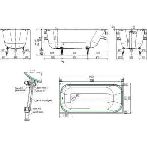 Чугунная ванна Wotte Start 150x70 см, с ножками