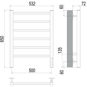 Полотенцесушитель электрический Terminus Аврора П6 500*650