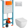 Комплект Унитаз подвесной VitrA Shift 7742B003-0075 белый глянцевый + Крышка DIWO Шифт 0405 с микролифтом + Инсталляция V-Fix Core + Кнопка Root Square 740-2380 хром