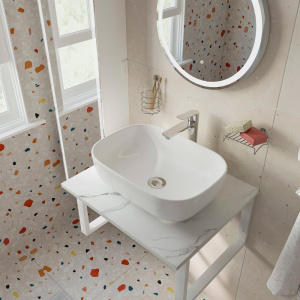 Мебель для ванной DIWO Элиста 60 белый мрамор, с раковиной Moduo 50 Square