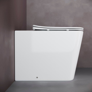 Купить Унитаз приставной Ceramicanova Cubic Rimless CN1809 с микролифтом, безободковый в Москве с доставкой Унитаз приставной Ceramicanova Cubic Rimless CN1809 с микролифтом, безободковый