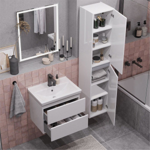 Тумба с раковиной SanStar Велья 50 подвесная, белая, раковина Sanita luxe Fest 50