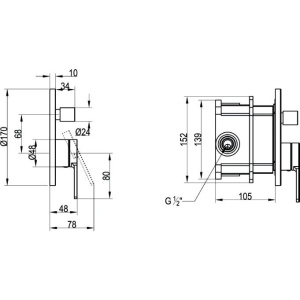 Смеситель для ванны с душем Villeroy & Boch Architectura TVS10335300061