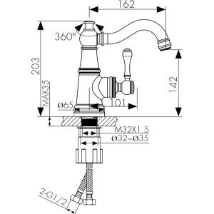 Купить Смеситель для раковины Kaiser Aria 03011-3 золото в Москве с доставкой Смеситель для раковины Kaiser Aria 03011-3 золото
